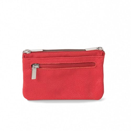 Doppeltes Schlüsseletui Schlüsselmäppchen Schlüsseltasche Lederetui aus echtem Leder, für Damen und Herren - Modell 162 - Jahn-Lederwaren (Rot) von Hamosons