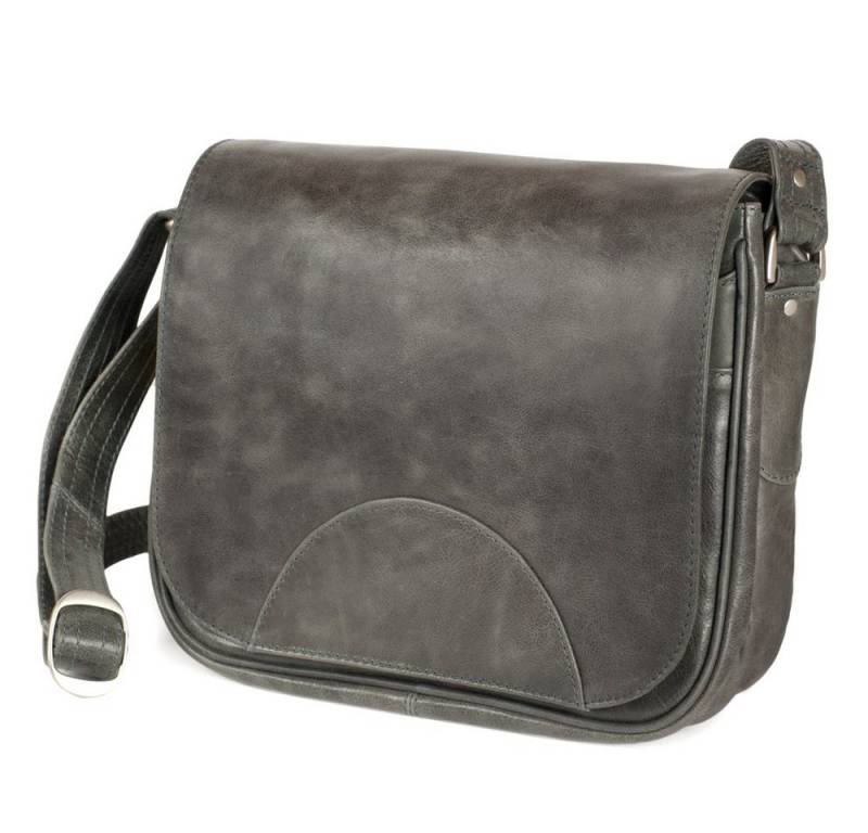 Hamosons Handtasche Damen-Handtasche Größe M, Retro-Look, Leder, Grau, Hamosons 577 von Hamosons