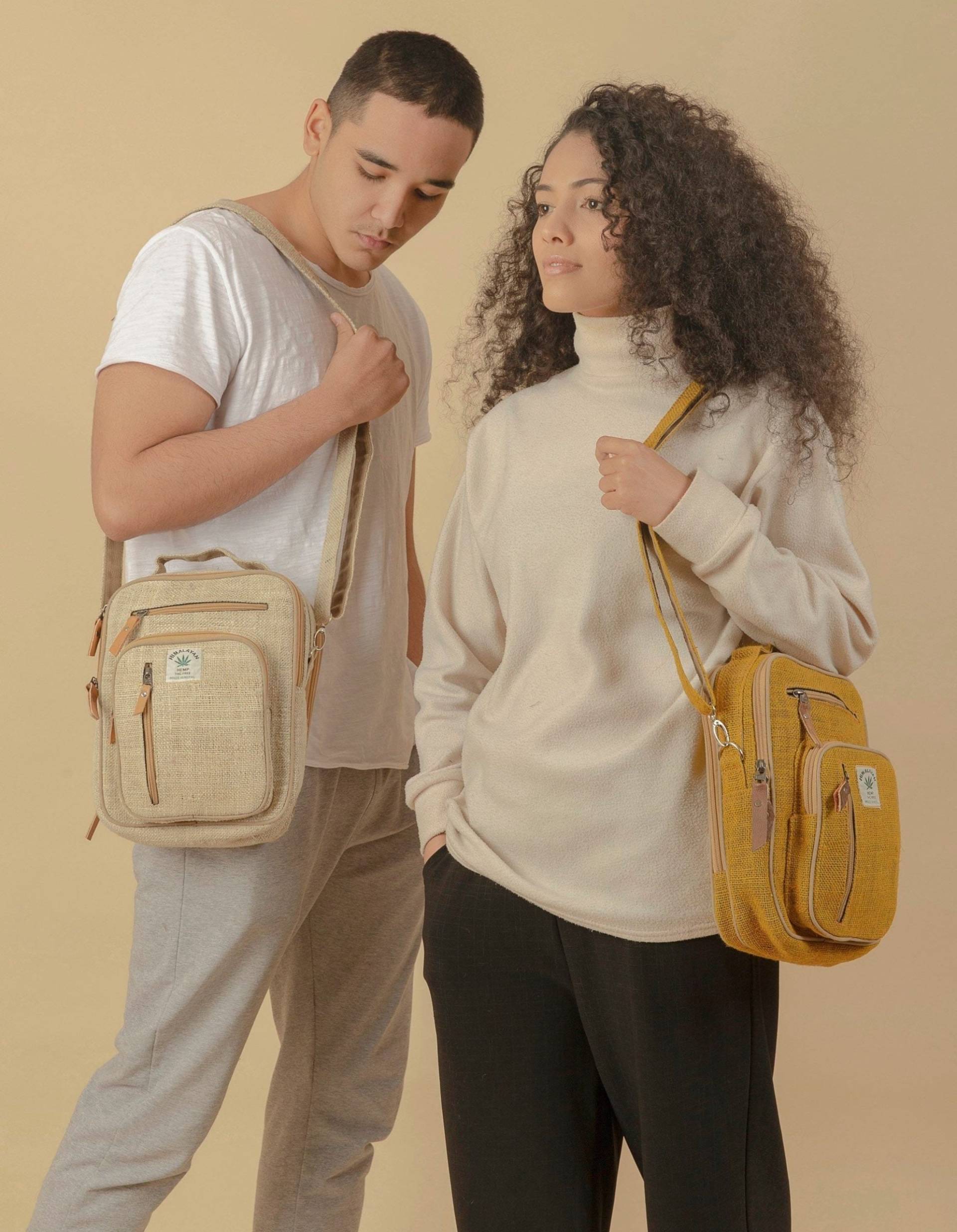 Hanf Messenger | Umhängetasche| Umhängetasche Handgefertigte Tasche Schultüte Lässig Trendy Natur Umweltfreundliche von HamroHemp