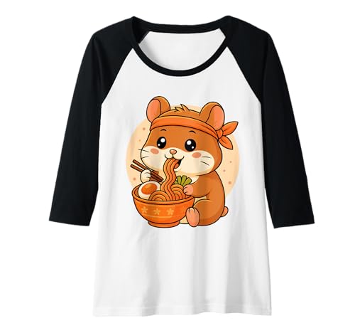 Damen Kawaii Hamster Essen Ramen Grafik Japanischer Hamster Grafik Raglan Damen Kawaii Hamster Essen Ramen Grafik Japanischer Hamster Grafik Raglan von Hamster Eating Ramen Funny Japanese Kawaii Design