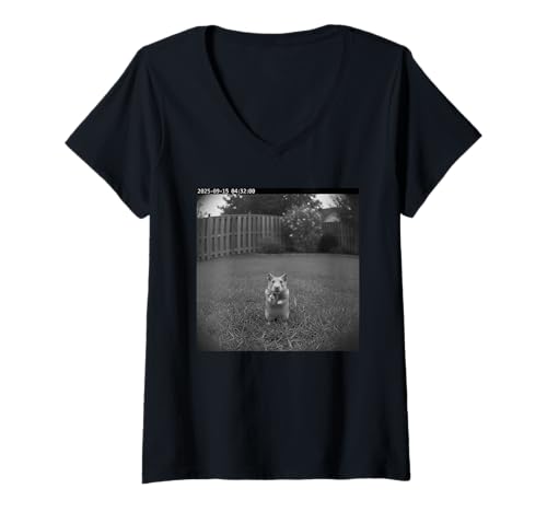 Damen Funny Hamster Flipping Off Middle Finger On Security Camera T-Shirt mit V-Ausschnitt Damen Funny Hamster Flipping Off Middle Finger On Security Camera T-Shirt mit V-Ausschnitt von Hamster Flipping Off Middle Finger Security Camera