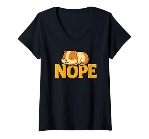 Damen Lustiger Hamster Nope Lazy Animal Lover Jungen Mädchen Kinder T-Shirt mit V-Ausschnitt von HamsterAxis1