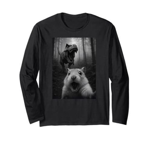Lustiger Hamster Dinosaurier Trex Selfie Tierliebhaber Jungen Mädchen Langarmshirt von HamsterAxis1