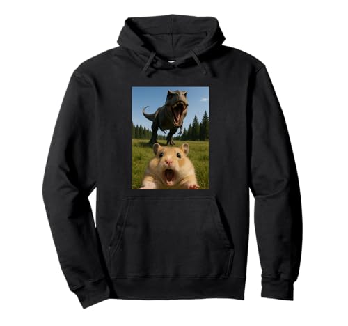 Lustiger Hamster Tierliebhaber Dinosaurier Trex Selfie Jungen Mädchen Pullover Hoodie von HamsterAxis1