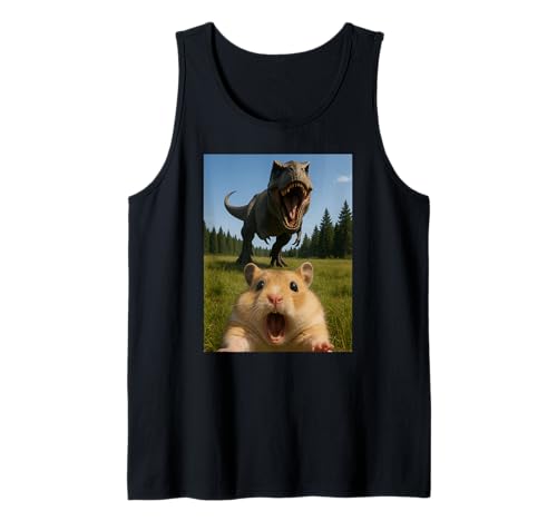 Lustiger Hamster Tierliebhaber Dinosaurier Trex Selfie Jungen Mädchen Tank Top von HamsterAxis1