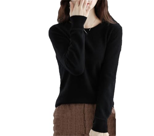 Hamthuit Frauen Wollpullover Damen Casual Strickpullover Weich und Warm Heiße Wolle Langarm Rundhals Top, Schwarz , M von Hamthuit