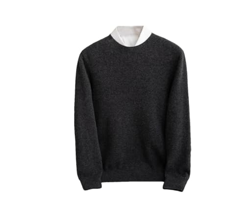 Hamthuit Herren Dicker Rundhalspullover Slim Fit O-Ausschnitt Pullover Langarm Strickpullover, dunkelgrau, L von Hamthuit