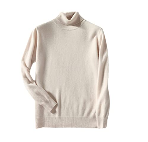 Hamthuit Herren Kaschmir Rollkragen Herren Pullover Herbst Winter Warm Jersey Strickpullover Hoher Kragen Pullover, beige, X-Large von Hamthuit