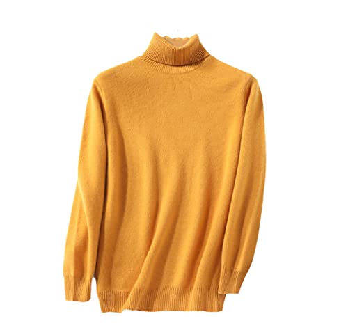 Hamthuit Herren Kaschmir Rollkragen Herren Pullover Herbst Winter Warm Jersey Strickpullover Hoher Kragen Pullover, gelb, X-Large von Hamthuit