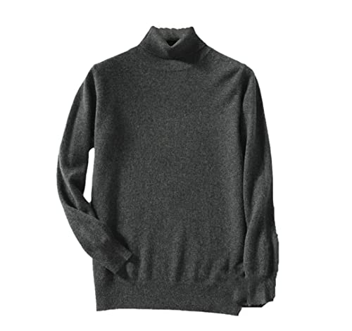 Hamthuit Herren Kaschmir-Rollkragenpullover für Herbst und Winter, warmer Jersey-Strickpullover mit hohem Kragen, Dunkelgrau9, L von Hamthuit