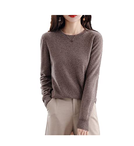 Hamthuit Spring Knitwear Damen Rundhals Langarm Dünner Pullover All-Match Bottoming Shirt Baumwollpullover, Dunkles Khaki9, L von Hamthuit