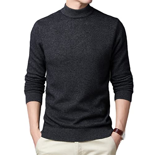 Pullover Herren Pullover Halber Rollkragen Slim Fit Pullover Strickwaren Casual Male Distressed Sweater, Schwarz , Medium von Hamthuit