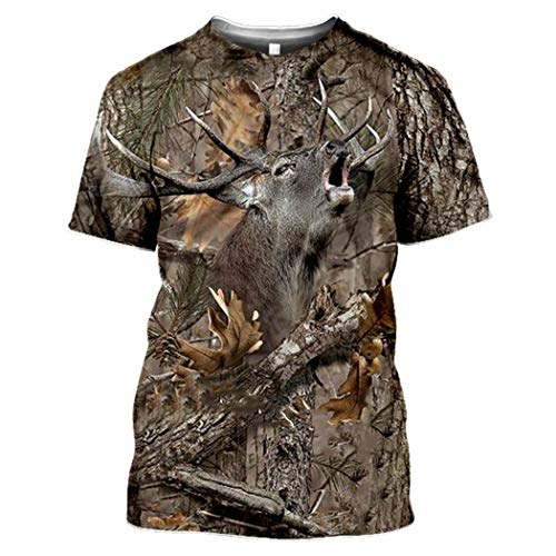 Camo Jagd Tiere Wildschwein 3D T-Shirt Sommer Casual Männer T-Shirts Mode Streetwear Frauen Pullover Kurzarm Tops Style 03 XL von HanPaint