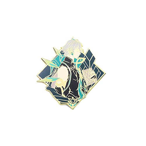 Hanaiette 1 x Genshin Impact Alhaitham Cartoon Spielfigur Abzeichen Anhänger Kleidung, Einheitsgröße, Legierter Stahl, Blau von Hanaiette