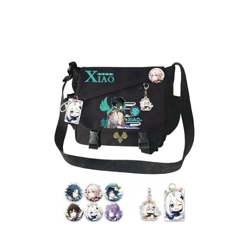 1 x Genshin Impact Schultertasche mit Spielfiguren, Segeltuch, Kuriertasche für Fans, Stil 2, ONE SIZE von Hanaiette