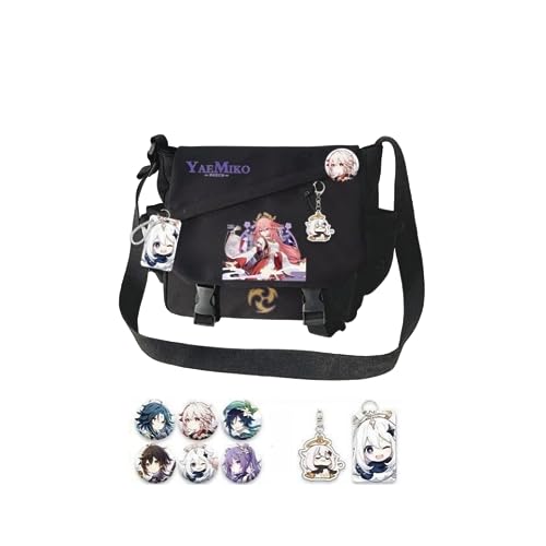 1 x Genshin Impact Schultertasche mit Spielfiguren, Segeltuch, Kuriertasche für Fans, Stil Nr. 4, ONE SIZE von Hanaiette