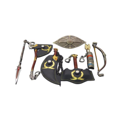 God of War Chaos Blade Thunder Hammer Axt Waffenmodell Schlüsselanhänger mit Display Ständer für Anime Fans, Stil 6, Einheitsgröße von Hanaiette