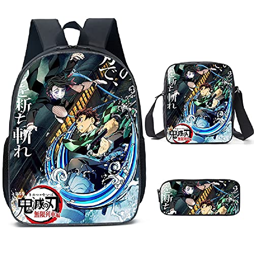 Hanaiette 3PCS Demon Slayer Rucksack Federmäppchen Spiel Charaktere Leinwand Messenger Bag, Stil Nr. 4, Einheitsgröße, Anime von Hanaiette