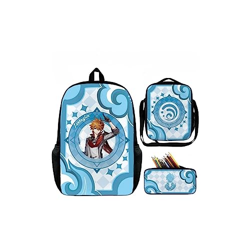 Hanaiette 3PCS Genshin Impact Rucksack Federmäppchen Spielfiguren Leinwand Messenger Bag, Stil 7, One size von Hanaiette