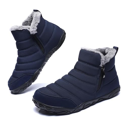 Barfußschuhe Gefüttert Winterstiefel Herren Damen Winterschuhe Schneestiefel Warm Gefüttert Wanderschuhe Schneestiefel Wanderschuhe Rutschfest Trekkingschuhe Stiefel Winter Boots Unisex Blau EU44 von Hanani