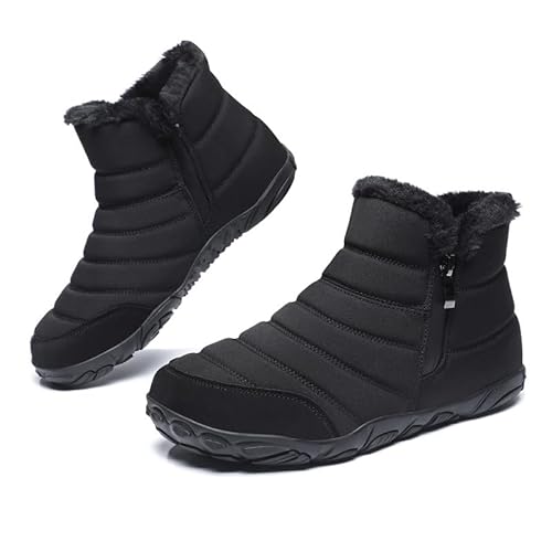 Barfußschuhe Gefüttert Winterstiefel Herren Damen Winterschuhe Schneestiefel Warm Gefüttert Wanderschuhe Schneestiefel Wanderschuhe Rutschfest Trekkingschuhe Stiefel Winter Boots Unisex Schwarz EU38 von Hanani