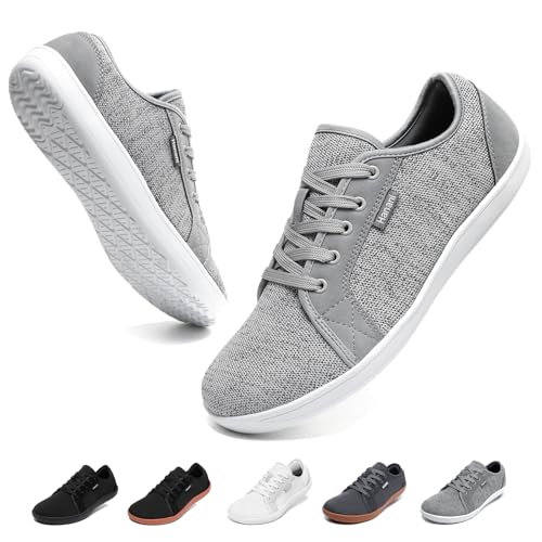 Barfußschuhe Herren Damen Barfussschuhe Weit Zehenschuhe Minimalistische Unisex Traillaufschuhe Walkingschuhe Fitnessschuhe Laufschuhe Hellgrau EU41 von Hanani