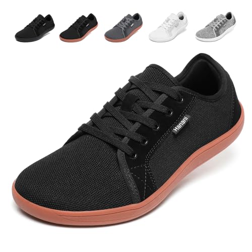 Barfußschuhe Herren Damen Barfussschuhe Weit Zehenschuhe Zero-Drop Sohle Minimalistische Traillaufschuhe Walkingschuhe Fitnessschuhe Laufschuhe Breiter Casual Sneaker Unisex Schwarz Gelb EU38 von Hanani