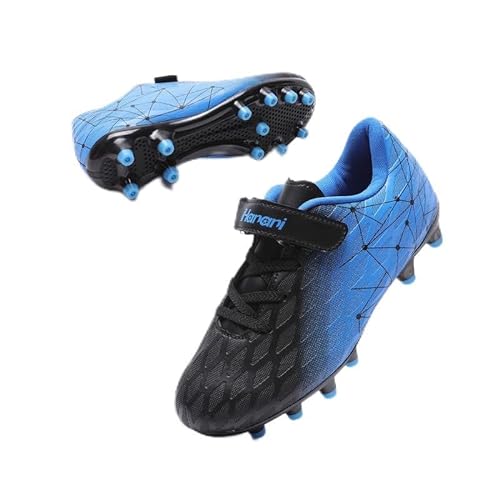 Fußballschuhe Kinder FG/AG Fussballschuhe Footballschuhe Jungen Mädchen Kids Kunstrasen Trainingsschuhe Soccer Schuhe Sportschueh Teens draußen Hallenfußball Indoor Outdoor Unisex Schwarz blau EU37 von Hanani