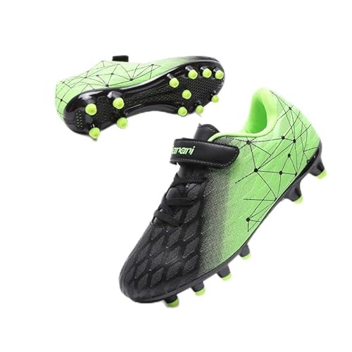 Fußballschuhe Kinder FG/AG Fussballschuhe Footballschuhe Jungen Mädchen Kids Kunstrasen Trainingsschuhe Soccer Schuhe Sportschueh Teens draußen Hallenfußball Indoor Outdoor Unisex Schwarz grün EU35 von Hanani