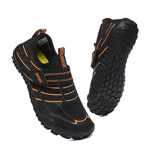 Hanani Badeschuhe Kinder Jungen Mädchen Schwimmschuhe Wasserschuhe Kinder Leichte Barfußschuhe Kinder Schnell Trocknend Strandschuhe Aquaschuhe SCHWARZ ORANGE EU31 von Hanani