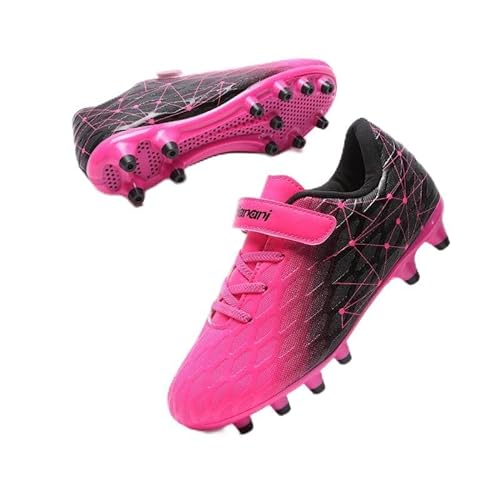 Hanani Fußballschuhe Kinder FG/AG Fussballschuhe Footballschuhe Jungen Mädchen Kids Kunstrasen Trainingsschuhe Soccer Schuhe Sportschueh Teens draußen Hallenfußball Indoor Outdoor Unisex Rosa EU34 von Hanani