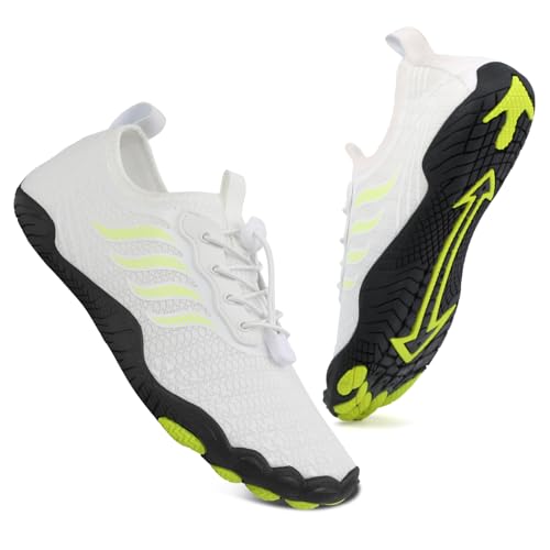 Badeschuhe Wasserschuhe Herren Damen Strandschuhe Barfußschuhe Sommer Schwimmschuhe Aquaschuhe Schnell Trocknen Surfschuhe Weiß EU37 von Hanani