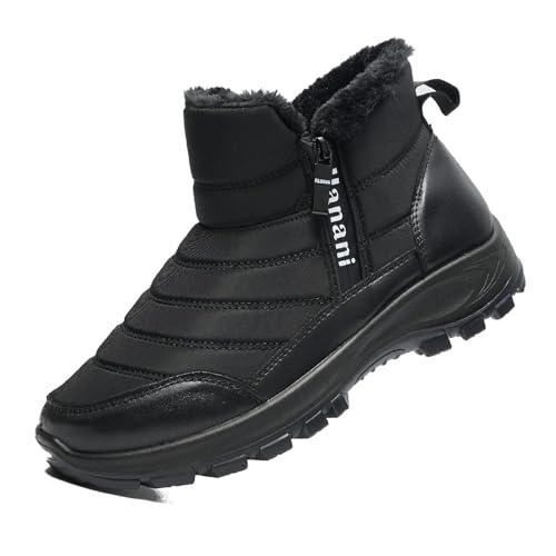 Schneestiefel für Herren, Winter, Stiefeletten, Reißverschluss, wasserdicht, gefüttert, mit warmem Fell, wasserdicht, Wandern, Schuhe von Hanani