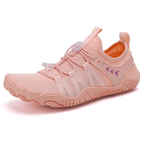 Wasserschuhe Badeschuhe Damen Herren Strandschuhe Schnell Trocknend Drainagelöcher Strand Schwimmschuhe Meeresschuh Surfschuhe Poolschuhe Unisex Barfußschuhe für Kajakfahren Fitnessstudio Pink EU36 von Hanani