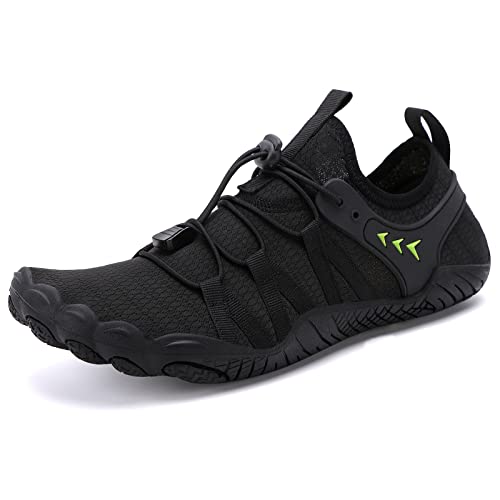 Wasserschuhe Badeschuhe Damen Herren Strandschuhe Schnell Trocknend Drainagelöcher Strand Schwimmschuhe Meeresschuh Surfschuhe Poolschuhe Unisex Barfußschuhe für Kajakfahren Fitnessstudio Schwarz EU42 von Hanani