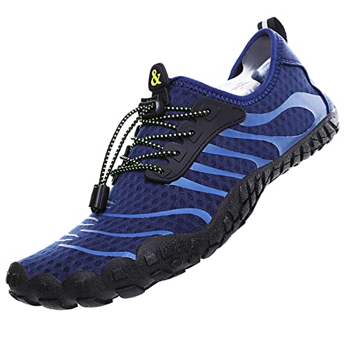 Wasserschuhe Badeschuhe Damen Herren Strandschuhe Schnell Trocknend Drainagelöcher Strand Schwimmschuhe Meeresschuh Surfschuhe Poolschuhe Unisex Barfußschuhe für Kajakfahren Fitnessstudio Blau EU38 von Hanani