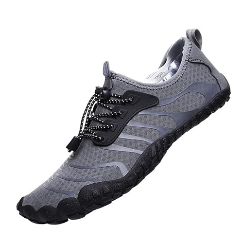 Wasserschuhe Badeschuhe Damen Herren Strandschuhe Schnell Trocknend Drainagelöcher Strand Schwimmschuhe Meeresschuh Surfschuhe Poolschuhe Unisex Barfußschuhe für Kajakfahren Fitnessstudio Grau EU39 von Hanani