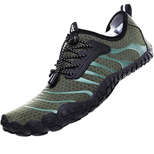 Wasserschuhe Badeschuhe Damen Herren Strandschuhe Schnell Trocknend Drainagelöcher Strand Schwimmschuhe Meeresschuh Surfschuhe Poolschuhe Unisex Barfußschuhe für Kajakfahren Fitnessstudio Grün EU40 von Hanani