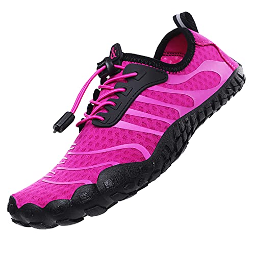 Wasserschuhe Badeschuhe Damen Herren Strandschuhe Schnell Trocknend Drainagelöcher Strand Schwimmschuhe Meeresschuh Surfschuhe Poolschuhe Unisex Barfußschuhe für Kajakfahren Fitnessstudio Lila EU37 von Hanani