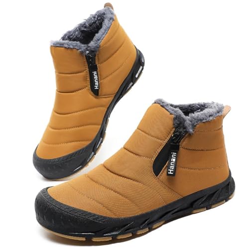Winterschuhe Herren Warm Gefüttert Schneestiefel Reißverschluss Kurzschaft Stiefel Flach Winter Outdoor Boots Bequem Rutschfeste Wanderstiefel Winterstiefel von Hanani