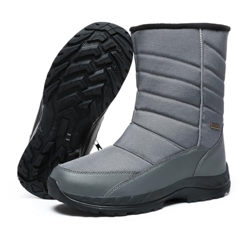 Winterstiefel Herren Winterschuhe Schneestiefel Warm Gefüttert Wanderschuhe Schneestiefel Rutschfest Wanderschuhe Trekkingschuhe Stiefel Herren Outdoor Wanderstiefel Boots Leichte Grau EU44 von Hanani