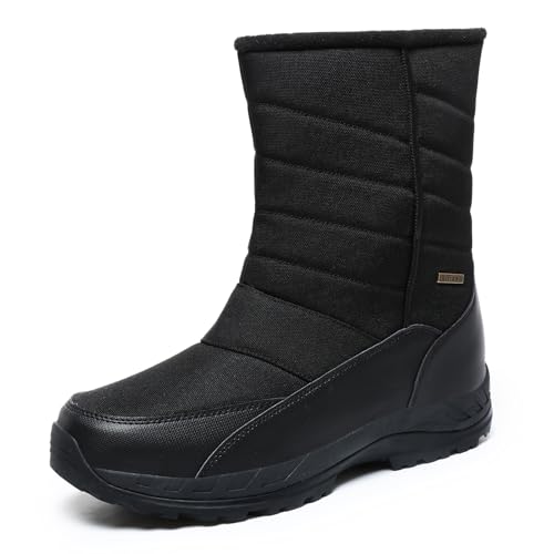 Winterstiefel Herren Winterschuhe Schneestiefel Warm Gefüttert Wanderschuhe Schneestiefel Rutschfest Wanderschuhe Trekkingschuhe Stiefel Herren Outdoor Wanderstiefel Leichte Boots Schwarz EU42 von Hanani