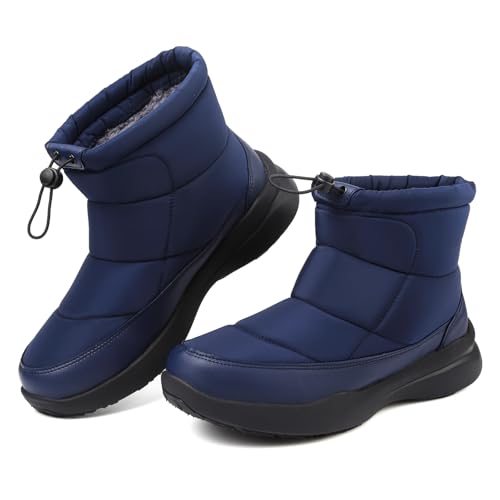 Winterstiefel Herren Winterschuhe Warm Gefüttert Schneestiefel Rutschfest Stiefel Leicht Wanderschuhe Bequem Trekkingschuhe Outdoor Boots Blau 45EU von Hanani