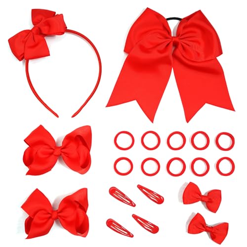 Hanaoops 20 Stück Schleife Haarspange Haarschmuck-set Mädchen Haarband Haarklammer Groß Schleifen Haarspange Stirnband Haarseil Set Baby Kinder für Geburtstag Weihnachten Kindertagsgeschenk von Hanaoops