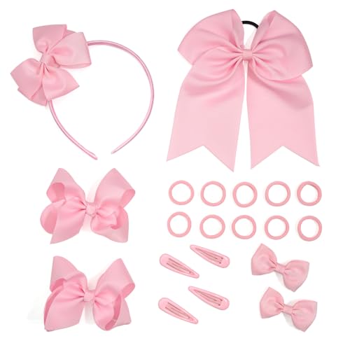 Hanaoops 20 Stück Schleife Haarspange Haarschmuck-set Mädchen Haarband Haarklammer Groß Schleifen Haarspange Stirnband Haarseil Set Baby Kinder für Geburtstag Weihnachten Kindertagsgeschenk von Hanaoops