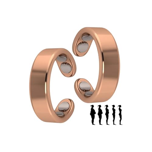 Hanaoops 2PCS Sömni Ring Damen Wechseljahre, Magnetfeldtherapie-Ringe, Wechseljahreshilfe Ring Magnetring für Wohlbefinden Verstellbare Magnetische Therapie Ringe (Roségold, Einheitsgrösse) von Hanaoops