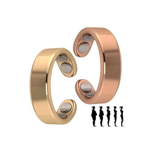 Hanaoops 2PCS Sömni Ring Damen Wechseljahre, Magnetfeldtherapie-Ringe, Wechseljahreshilfe Ring Magnetring für Wohlbefinden Verstellbare Magnetische Therapie Ringe (Roségold & Gold, Einheitsgrösse) von Hanaoops