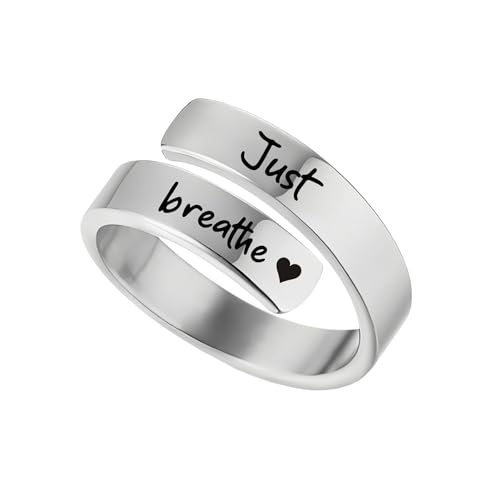 Hanaoops 925 Silber Ring Für Damen Offen Verstellbar Inspirierende Ringe Stapelbar Spirale Gedreht Ring Schmuck Minimalistisch Ermutigungsgeschenk für Frauen (Silber) von Hanaoops