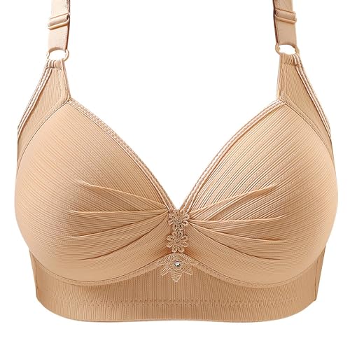 Hanaoops BH Damen Ohne Buegel Vollschalen Bequem Guter Halt Große Brüste Wirefree Bra Super Push Up BH Gegen Hängebrust Brüste Klassische BHS Minimizer Bra von Hanaoops