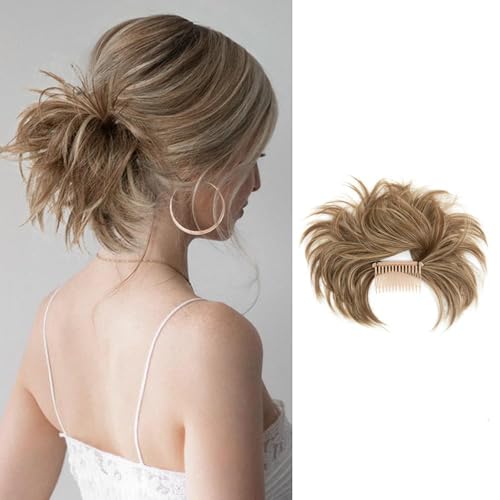 Hanaoops Combs Haarverlängerung Dutt Haarteil Pferdeschwanz Haardutt Gewellter Unordentlicher Dutt Natürlich Struppige Kunsthaar Chignon Extension für Damen von Hanaoops